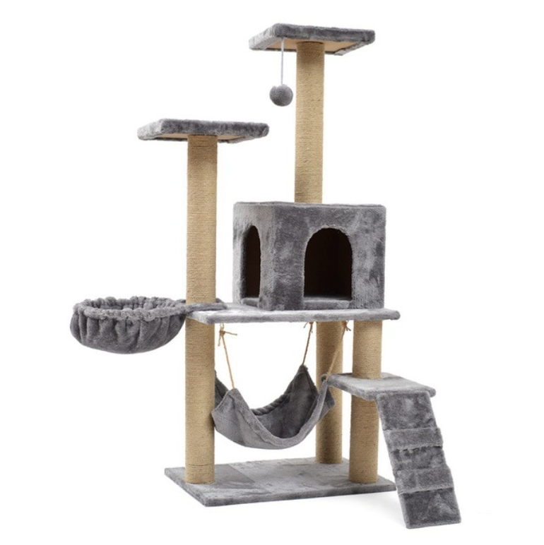 High Quality Wood Modern Large Cat Condo Climbing Tree With Small Ball Tower Furniture Scratch Post for Kittens Pet House Play